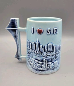 Taza de café de cerámica de recuerdo de viaje vintage I Love San Francisco California - Imagen 1 de 5
