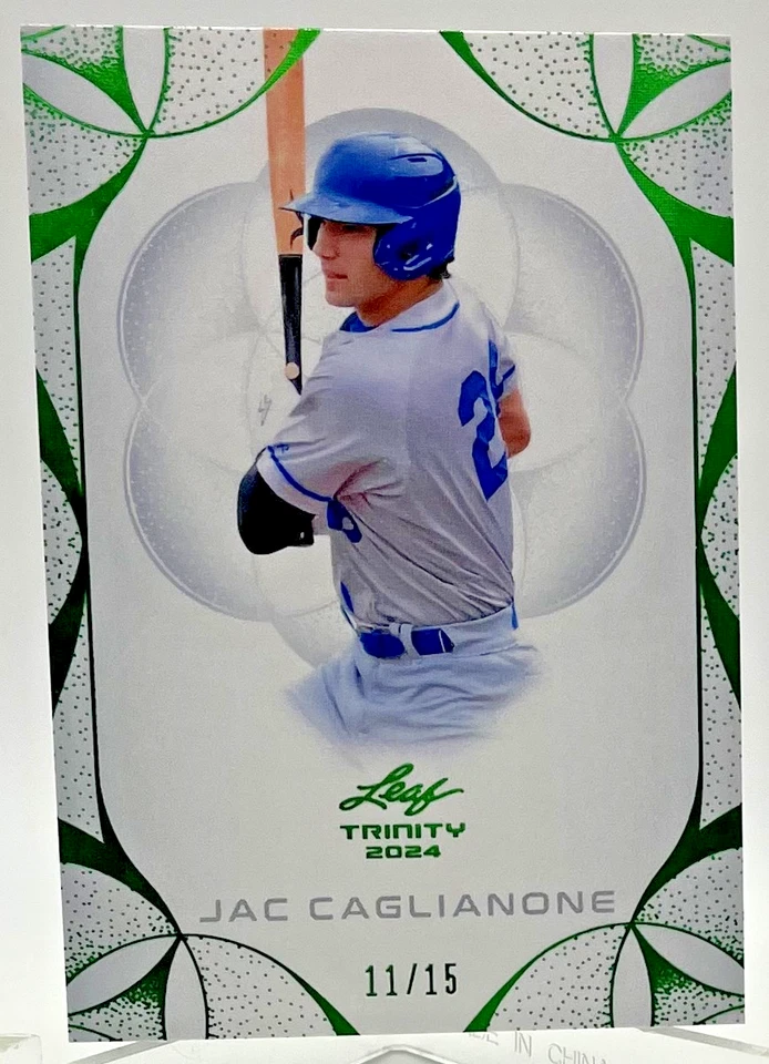 2024 Leaf Trinity Jac Caglianone Rookie Base Green #98 Kansas City Royals #/15 - Image 1 of 1