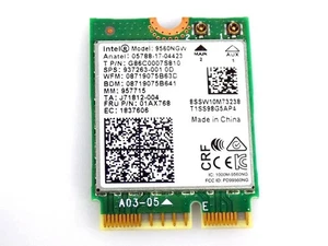 Intel Wireless-AC 9560NGW WLAN Wifi 5 Bluetooth Card Half Mini-PCIe 2.4 / 5 Ghz - Bild 1 von 1
