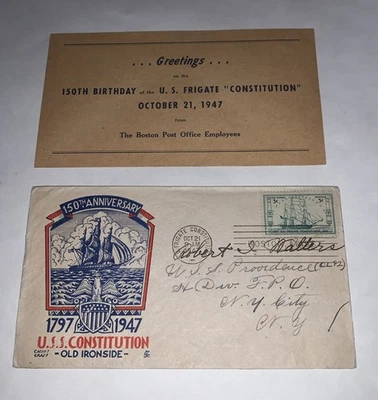 1947 US 3c US Fragata Constitución FDC al USS Providence CL-82 y saludos Foto 1 de 4