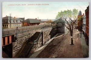 1910s Jamaica Plain, Mass  Railroad Station, Train Depot RR Unposted MA Postcard - Picture 1 of 2
