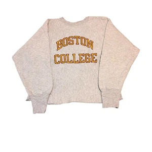 Sudadera Vintage Años 90 Campeón Tejido Inverso Boston College Gris Recortada EE. UU. - Imagen 1 de 7