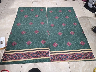 Vintage King Springs Pillowcases 2 90s Faux Marble  Green Gold Geometric - Image 1 of 4