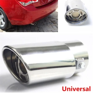 Stainless Steel Chrome Car Tail Rear Round Exhaust Muffler Pipe Tip Univers-b - Picture 1 of 6