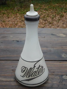 Antigua botella de peluquero agua opalina botella de vidrio de 7" y tapón letras metálicas - Imagen 1 de 6