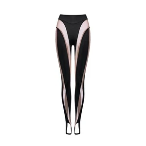 MUGLER X H&M BLACK SEXY MESH PANEL STIRRUP LEGGINGS EU 34 US 2 - Picture 1 of 5