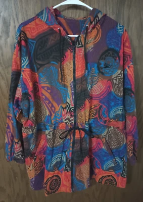 Speedo, Men’s Multi Colored,  Hooded Authentic  Fitness, Full Zip W/ Ties, L - Image 1 of 4