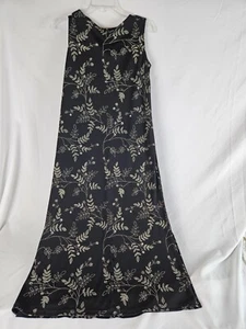  Kathie Lee Collection Sleeveless Maxi Dress Black White Floral Size Small  - Picture 1 of 6
