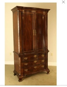 Henredon Chippendale George III Style Tall Mahogany  Armoire Chest "No Lower" - Picture 1 of 11