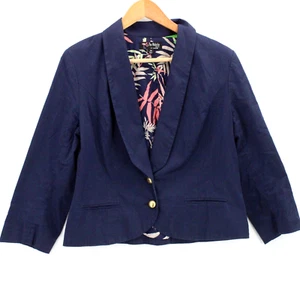 The Webster Miami Blazer Jacket Womens Navy Blue Two Button Front Size 14 - Picture 1 of 8
