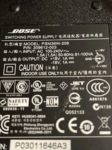 OEM BOSE PSM36W-208 P/N 309612-003 SOUNDDOCK SER. 2 3 ADAPTER 18V 1A - Picture 1 of 2