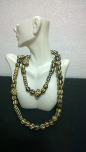 Collar largo birmano natural de madera petrificada Ingyin - Imagen 1 de 6