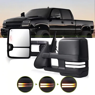 For 2003-2006 Chevy Silverado &GMC Sierra Smoked Switchback Heated Tow Mirrors - Image 1 of 4