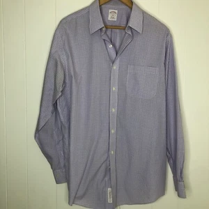 Brooks Brothers 346 Purple Plaid Button Front Dress Shirt Men's Size 16 4/5 - Picture 1 of 8