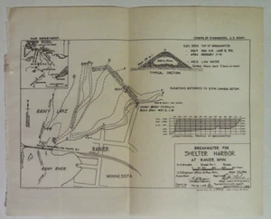 1916 BREAKWATER FOR SHELTER HARBOR AT RANIER MINNESOTA ENGINEERING KARTEN 2 KARTEN! - Bild 1 von 2