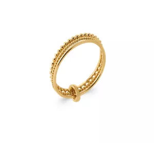 Bague en Plaqué Or 18 carats - Set de 3 Anneaux Reliés entre eux par un Lien - Picture 1 of 6