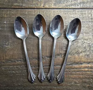 4er Set Oneida Bancroft geriffelt, ausgestellte Spitze Edelstahl Teelöffel Hergestellt in den USA EUC - Bild 1 von 7