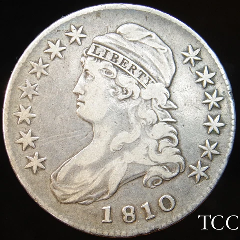 1810 CAPPED BUST HALF DOLLAR ~ STUNNING SCARCE 50c COIN ~ FREE SHIPPING ~ TCC Cover
