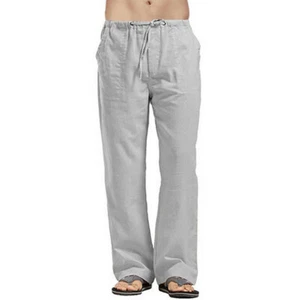Hommes Lin Mélange Décontracté Pantalon Long Desseré Été Taille Élastique S-5XL - Imagen 1 de 17