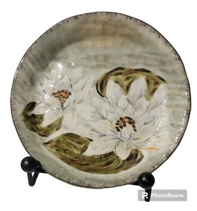 Bandeja de servir vintage Waterloo pintada a mano lirio de agua de 11" con labio. - Imagen 1 de 5