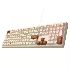 ABKO USB Wired Korean Keyboard Membrane 108-Key LED Ergonomic Design (Oatmeal) - Picture 1 of 9