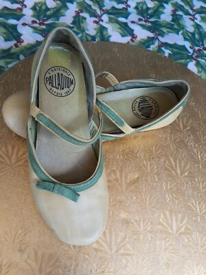 Милый палладий желтый зеленый отделки женщин размер 7 Mary Jane бант плоскостях туфли  - Изображение 1 из 4