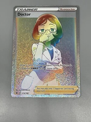 Doctor Pokemon Chilling Reign TCG 214/198 Secret Rare Rainbow Full Art - Image 1 of 2
