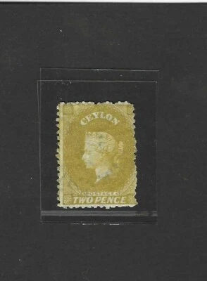 CEYLON 1866 TWO PENCE OCURE S.G. 51 WATER MARK REVERSED MINT HINGED C.V. $325 - Image 1 of 2