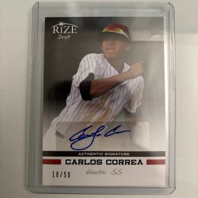 Autógrafo Carlos Correa 2012 Rize Rookie negro automático RC #/50 Foto 1 de 2