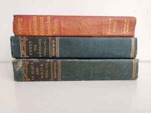 Kipling Antique Vtg Book Stack Lot Old Library Shelf Decor Staging Dark Academia - Picture 1 of 10