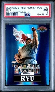 2025 PSA Magazine Promo Street Fighter Ryu Blue Refractor /100 Rare PSA Graded - Picture 1 of 2
