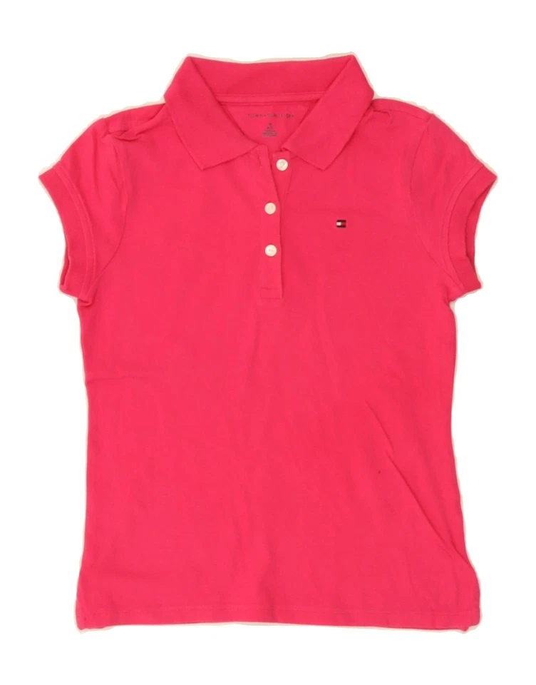 TOMMY HILFIGER Girls Polo Shirt 8-9 Years Medium Pink CW26 - Image 1 of 3