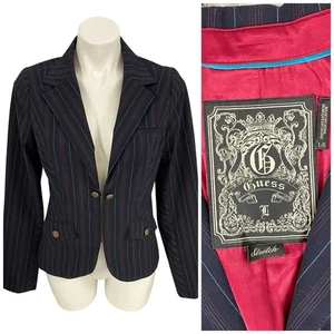 Guess Blazer Womens Sz Large Pinstripe Jacket Office Corpcore Career Boardroom - Picture 1 of 15