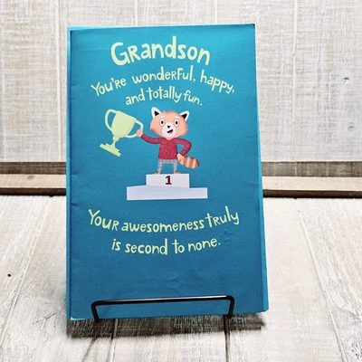 Tarjeta de cumpleaños American Greetings para nieto póster emergente dorado azul Foto 1 de 4