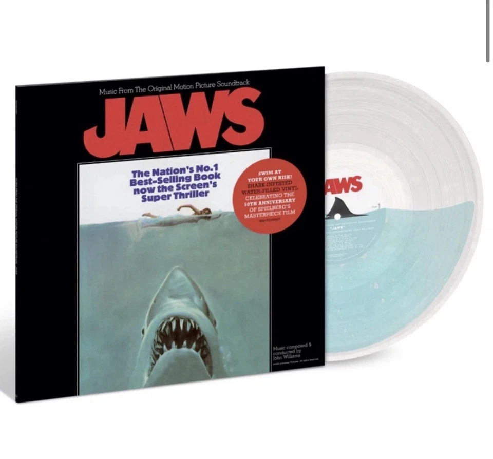 JAWS Original Soundtrack 50th Anniversary Shark Infested Water-Filled Vinyl LP - Image 1 of 1