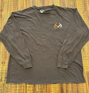 REALTREE Herren T-Shirt Größe 2XL Langarm braun Geweih Logo getarnte Flagge - Bild 1 von 10