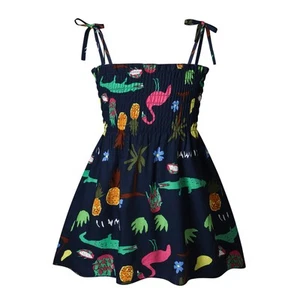 Girls Floral Animal Strappy Pleated Summer Sundress Casual Princess Dress Cute - Picture 1 of 42