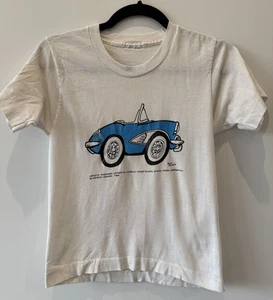 Camiseta retro blanca vintage 1992 Corvette Auto Randy Fredner Sketch - Imagen 1 de 4