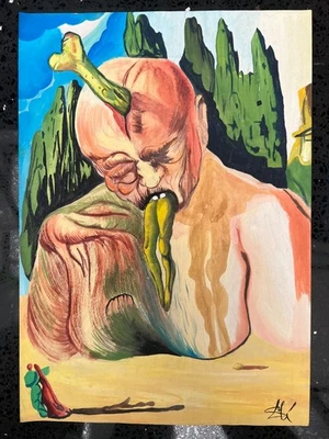 Salvador Dali Drawing on paper (Handmade) signed and stamped mixed media - Image 1 of 4