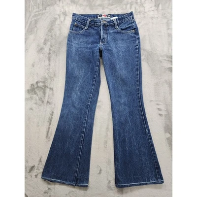 Vintage Rave 4 Real Low Rise Flare Leg Jeans Size 3 Blue Medium Wash Cotton Y2K - Image 1 of 4