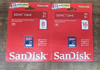 SanDisk SDHC Card 16 GB and 8 GB New Sealed - Image 1 of 2