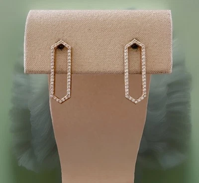 Argento Vivo 14k Gold Sterling Silver Cubic Zirconia Hexagonal Stud Earrings, - Image 1 of 4