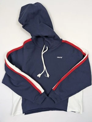 Sudadera con capucha corta deportiva Levi's Maritime azul blanco rojo para mujer talla grande Foto 1 de 4