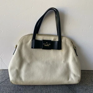 Kate Spade elfenbein & schwarz Reißverschluss oberer Griff Schleife & Logo mit Staubbeutel - Bild 1 von 8