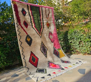 Alfombra peluda marroquí, beniourain, decoración del hogar alfombra bereber alfombra de lana hecha a mano, alfombra boho - Imagen 1 de 11