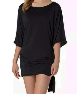 Michael Kors Logo Women's Side-Tie Tunic Swim Cover-Up, Black, Large - Picture 1 of 3