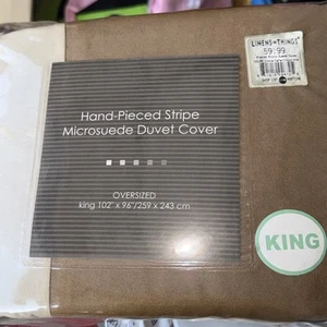 Linens & Things Handstück Streifen Mikro Wildleder Bettbezug King/Groß - Bild 1 von 7