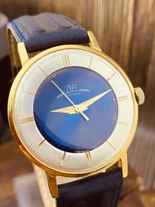 Orologio LUCH 2209 Vintage URSS Ultra Piatto 8mm Meccanico Placcato Oro AU20 #8666 - Foto 1 di 24