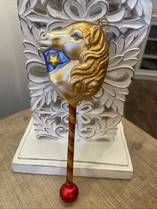 CHARMING NEIMAN MARCUS EXCLUSIVE CAROUSEL HORSE CANDY CANE CHRISTMAS ORNAMENT - Picture 1 of 8