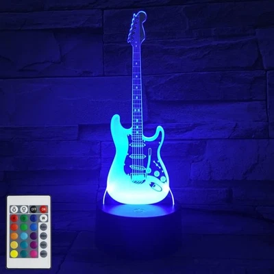 Luz Nocturna De Guitarra Eléctrica Con Control Remoto Y 16 Colores Para Niños US - Image 1 of 4